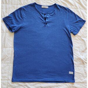 Kinetix Casual Luxury Men’s SS 3-Button Henley Medium Blue Heather